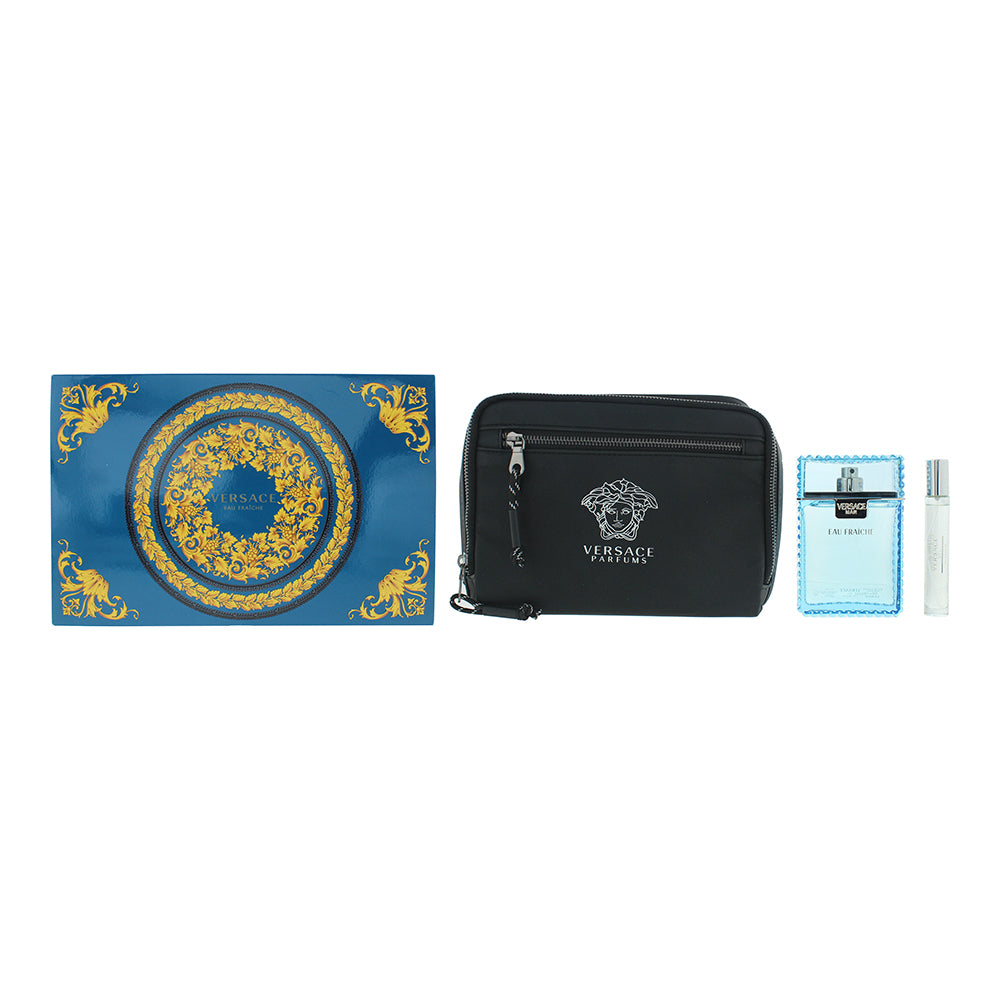 Versace Man Eau Fraiche 3 Piece Gift Set: Eau de Toilette 100ml - Eau de Toilette 10ml - Bag 