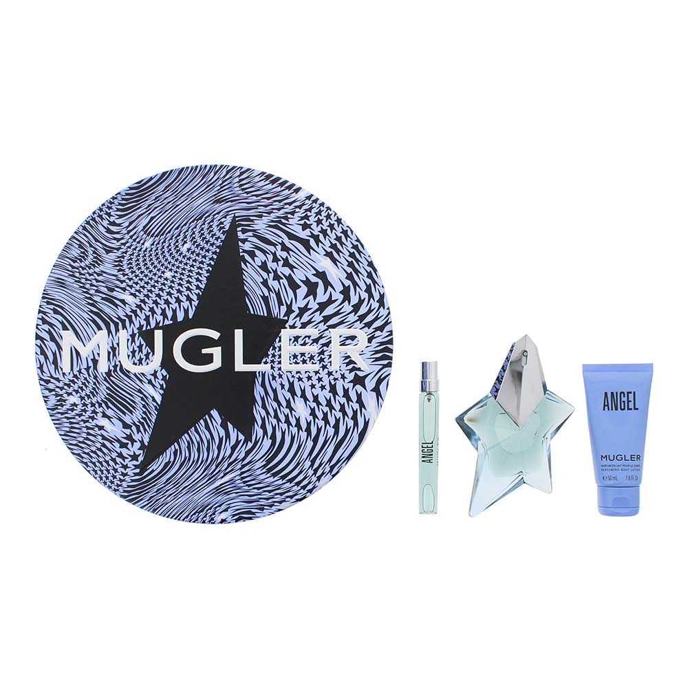 Mugler Angel 3 Piece Gift Set: Eau de Parfum 50ml - Eau de Parfum 10ml - Body Lotion 50ml