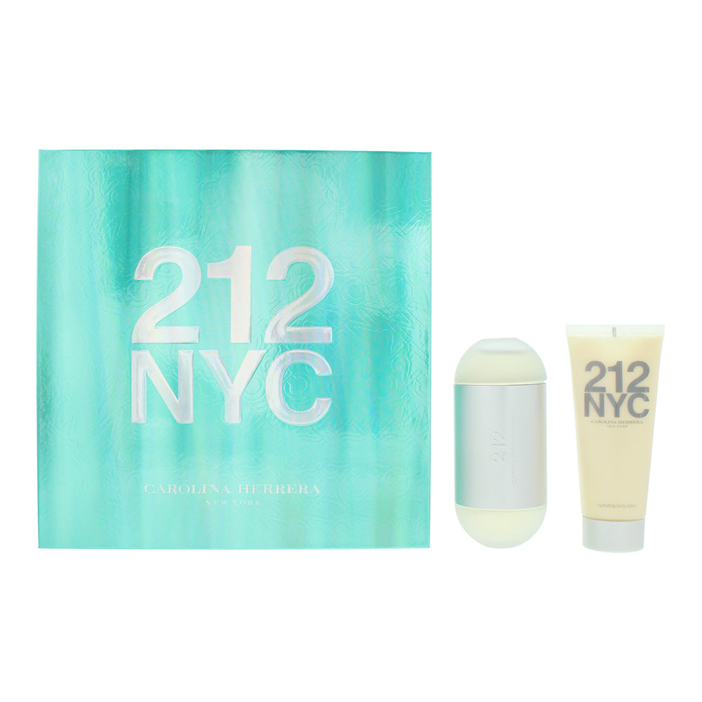 Carolina Herrera 212 Men Nyc 3 Piece Gift Set: Eau de Toilette 100ml - Eau de Toilette 10ml - Aftershave Gel 100ml